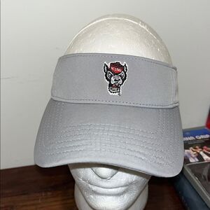 Gray Grey NC North Carolina State Wolfpack sun visor golf cap hat OSFA The Game
